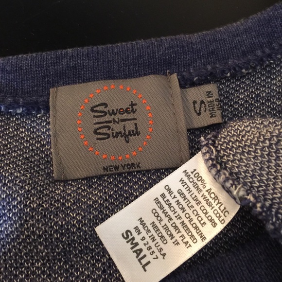 Sweet N Sinful Blue/Tan Stripe Top Size Small - Picture 5 of 5